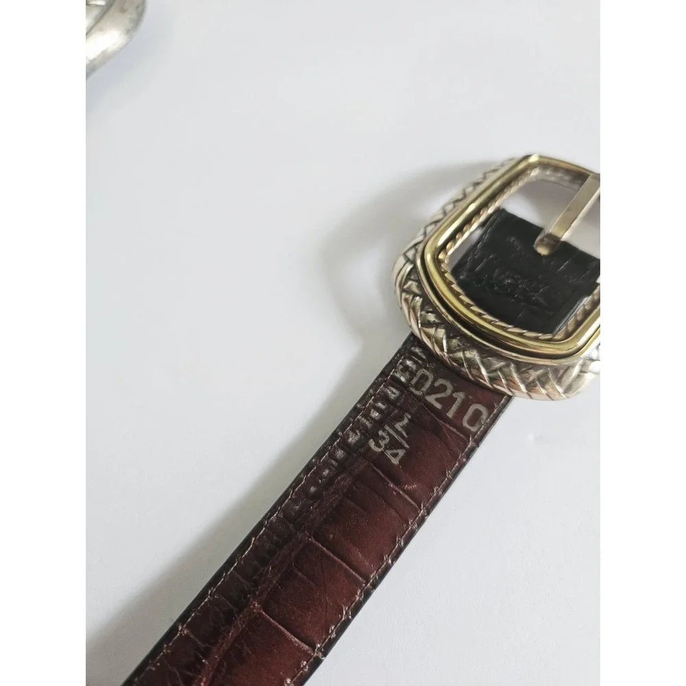 VTG‎ 90s Brighton Womans Leather Belts Black And Brown Leather Silver Hardware
